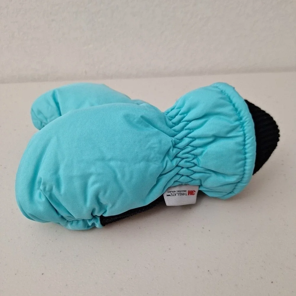 3M THINSULATE Youth Medium Mittens Gloves Palm Grip Waterproof Teal NWOT